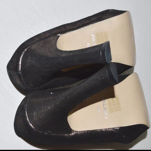 ALDO NEW 9 M 40 GLITTERY TEXTURED METALLIC SUEDE PLATFORM 5" STILETTO HEEL PUMPS - Picture 8 of 9